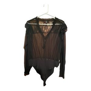 NWOT Charlotte Russe Black Sheer Lace body suit Size 0X